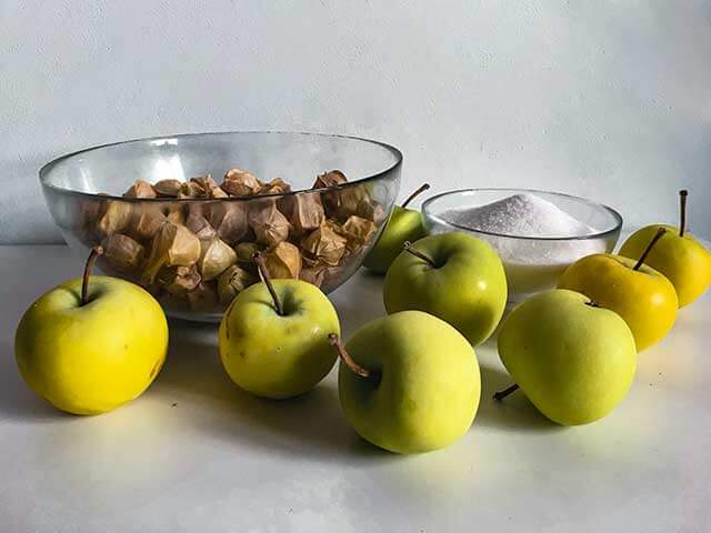 ингредиенты для варенья из физалиса с яблоками