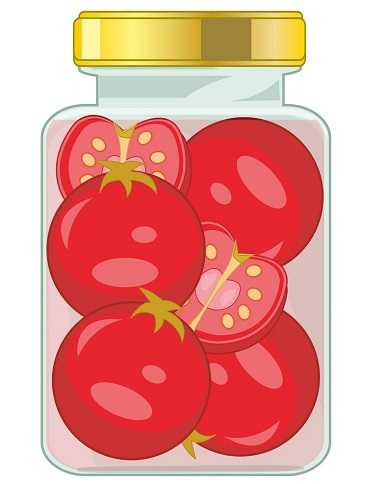 glass bank with ripe tomato on white background vector 23905959